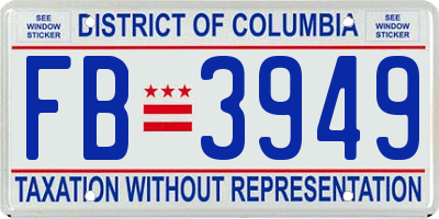 DC license plate FB3949