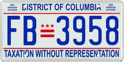 DC license plate FB3958