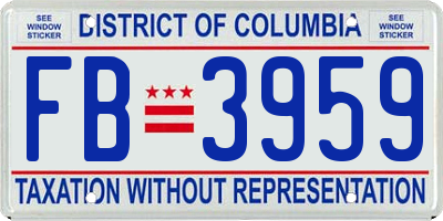 DC license plate FB3959