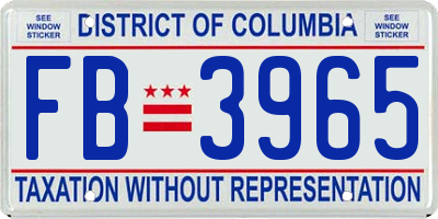 DC license plate FB3965