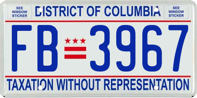 DC license plate FB3967