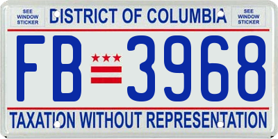 DC license plate FB3968