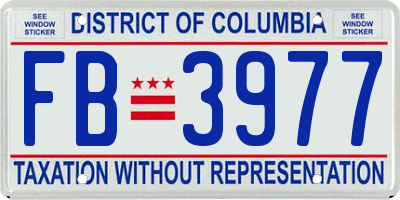 DC license plate FB3977