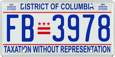 DC license plate FB3978