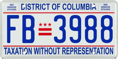 DC license plate FB3988