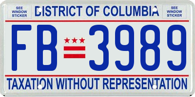 DC license plate FB3989