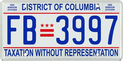 DC license plate FB3997