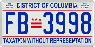 DC license plate FB3998