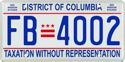 DC license plate FB4002