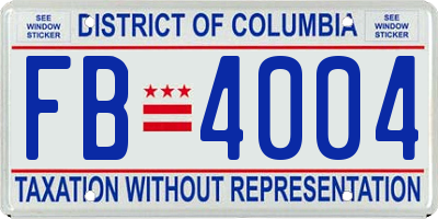 DC license plate FB4004