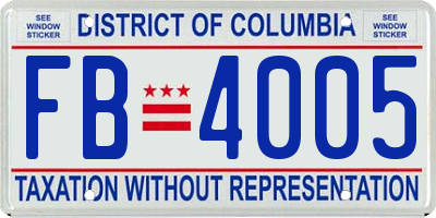 DC license plate FB4005