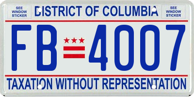 DC license plate FB4007