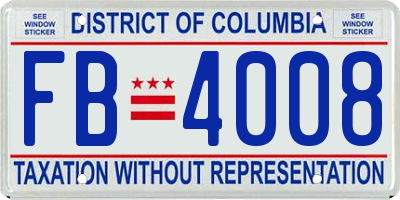 DC license plate FB4008