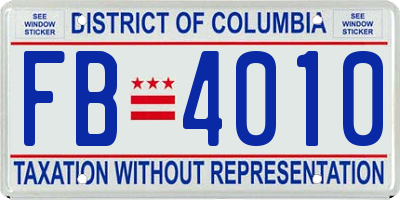 DC license plate FB4010