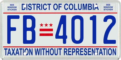 DC license plate FB4012