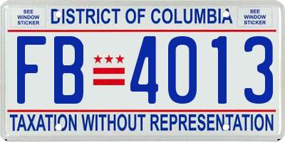 DC license plate FB4013