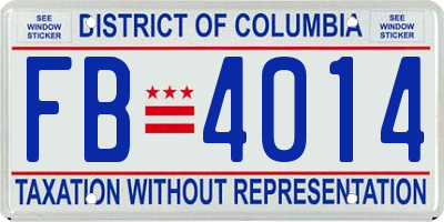 DC license plate FB4014