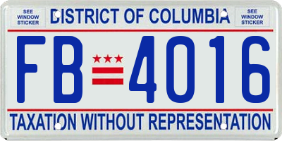 DC license plate FB4016