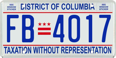 DC license plate FB4017