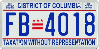 DC license plate FB4018