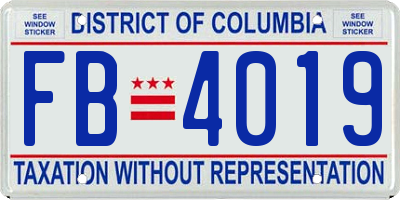 DC license plate FB4019