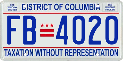 DC license plate FB4020