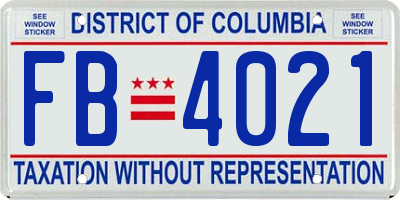 DC license plate FB4021