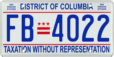 DC license plate FB4022