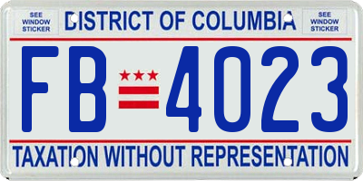 DC license plate FB4023