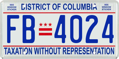 DC license plate FB4024