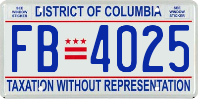 DC license plate FB4025