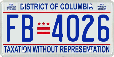 DC license plate FB4026