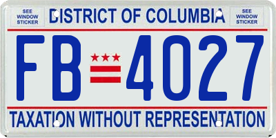 DC license plate FB4027