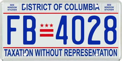 DC license plate FB4028