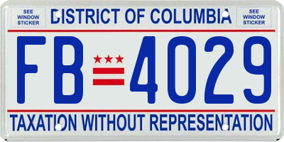 DC license plate FB4029