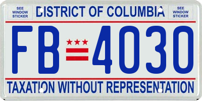 DC license plate FB4030