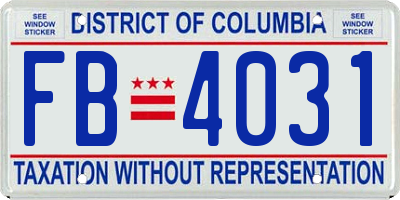 DC license plate FB4031