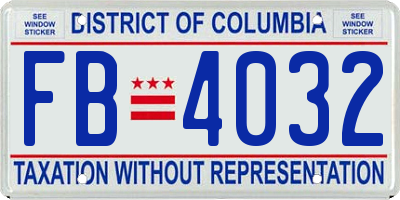 DC license plate FB4032