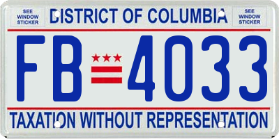 DC license plate FB4033