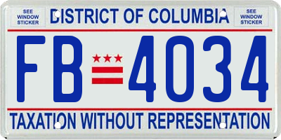 DC license plate FB4034