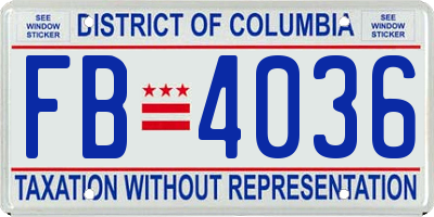 DC license plate FB4036