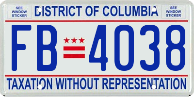 DC license plate FB4038