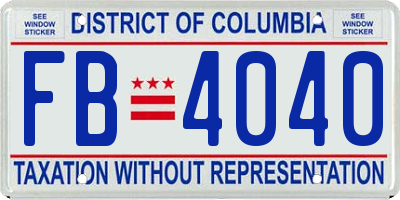 DC license plate FB4040