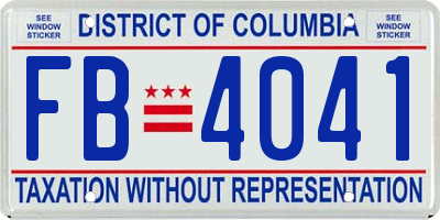 DC license plate FB4041