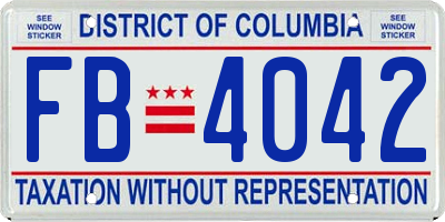 DC license plate FB4042