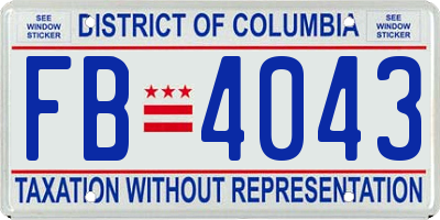 DC license plate FB4043