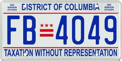 DC license plate FB4049