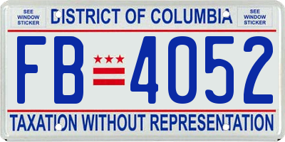 DC license plate FB4052