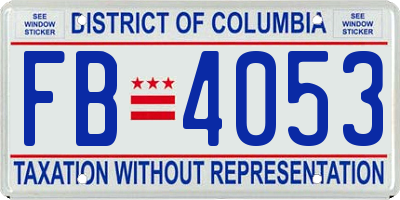 DC license plate FB4053