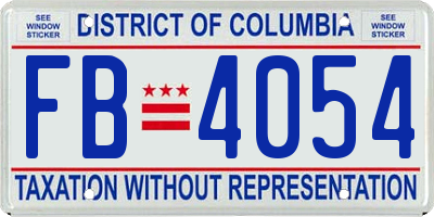 DC license plate FB4054